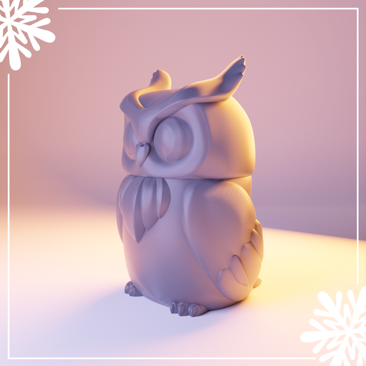 Owl-Jar-2-by-polydraw-3D.png Winter Owl Jar- print in place- free supports