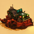 5.png 3D military Jeep in mud voxel art
