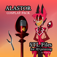 Alastor-STL-Files.png Alastor Radio Demon Hazbin Hotel Cosplay 3D print STL Files pack (Horns + Staff)