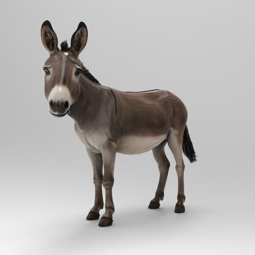 1/32 Scale Standing Donkey - Realistic Farm Animal Figure for Slot Car Diorama, Rural Scene & Miniature Display