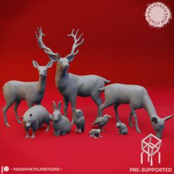Animals_ALL_PS.jpg Archivo STL Animales del bosque - Atrezzo de mesa (preinstalado)・Objeto de impresión 3D para descargar, YasashiiKyojinStudio