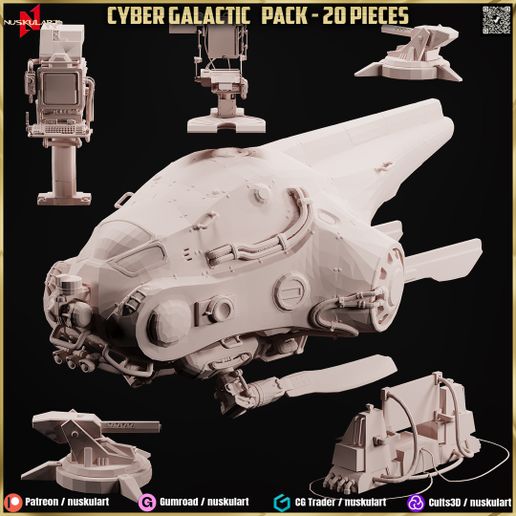 galactic-bundle-sci-fi-diorama-3dprinting-3d-print-cyborg-robotic-vehicle-asset-3d-props-mechanical.jpg 20 Different Galactic Space Pack 1/48 Scale STL Collection