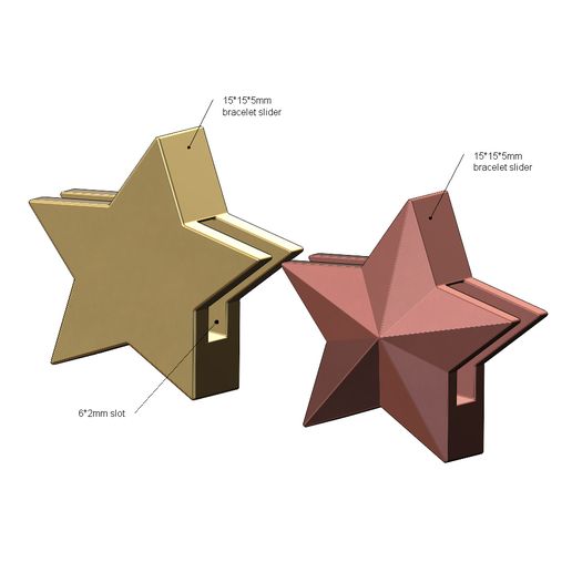 Star shaped bracelet slider 3D print model 3D model