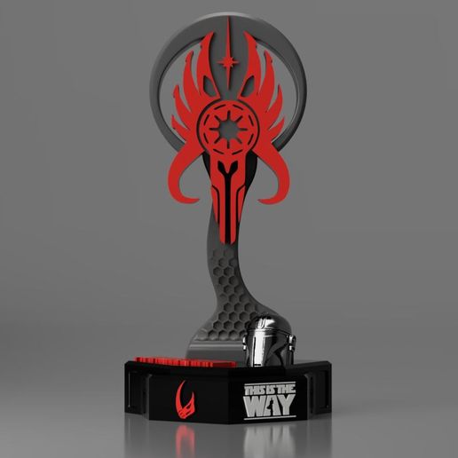 Headphone stand 3D model for 3D printing inspired by  Star Wars univers Mandalorian 3D print model
