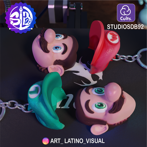 Mesa-de-trabajo-166.png 3MF super Mario bros keychains, no stand, Luigi head, Mario bros, koopa