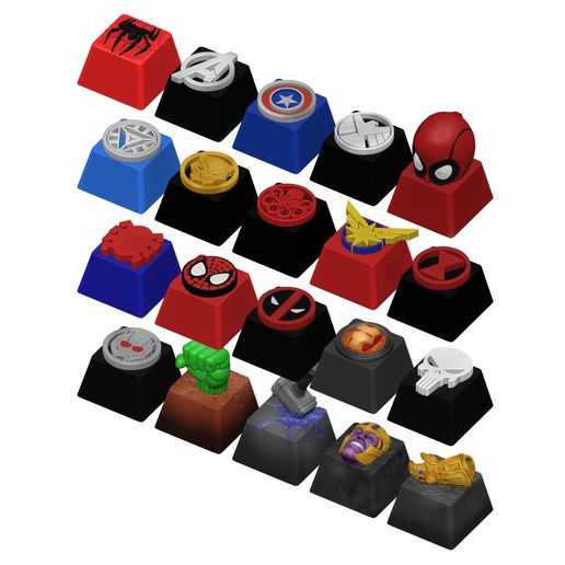 Descargar archivo STL 20 Keycaps for mechanical Keyboard - Marvel ...