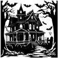 Maison-hantee-Halloween-4.jpg 5 SVG Files - Haunted Houses - Silhouettes - PACK 1