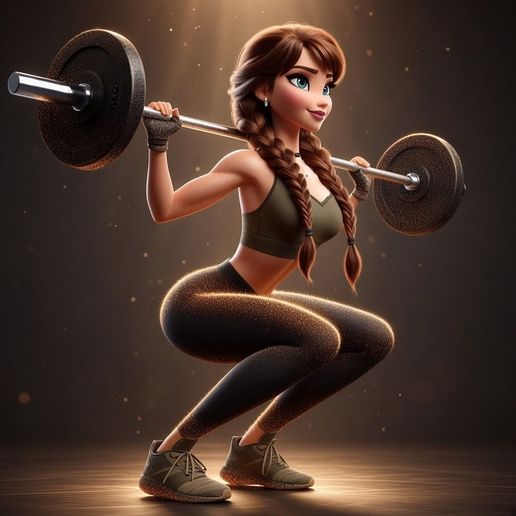 Anna Frozen Gym Barbell Squa 3D model