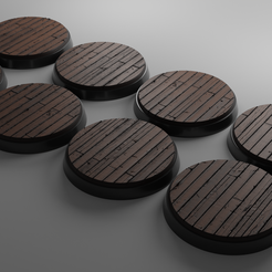 ovw.png STL-Datei 8x 40mm Sockel mit Holzplanken v3 (+Toppers)・3D-druckbare Vorlage zum herunterladen