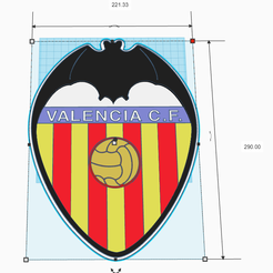 valencia.png Archivo STL Valencia CF Placa mural de 29 cm con bocallave para atornillar・Plan de impresión en 3D para descargar