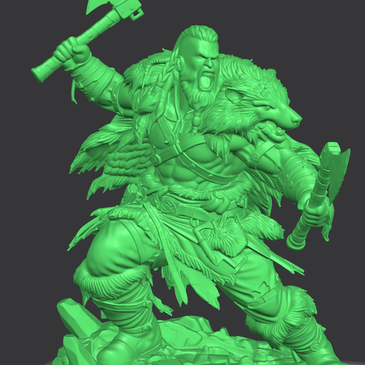 ytiyi.png Wolfborn Berserker – Dual Axe Warrior STL