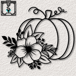 project_20230831_1112573-01.png Fall Pumpkin with Flower wall art Autumn wall decor Halloween Decoration