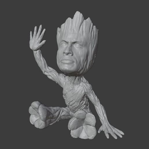 Grock - (Groot + The Rock Mashup) - No Supports 3D model