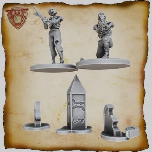 Graveyard Skeleton Minis & Gravestones STL Set - 28mm Undead Encounter  Rising Skeleton Miniatures Pack - Standing, Kneeling Undead & Tombstone Terrain STL