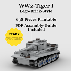 tiger1_cover.png 3D file Lego Style Brick WW2-Tank Tiger-I・3D printer model to download, Nuclarium
