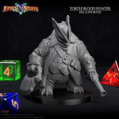 TORTLE BLOOD HUNTER PRE-SUPPORTED Tortle Blood Hunter Miniature - Pre-Supported