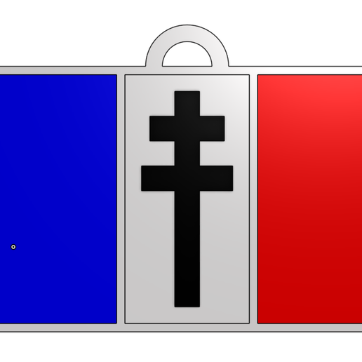 key ring french flag lorraine cross 3D model