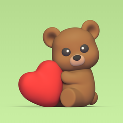 Cod1698-Bear-Hugging-Heart-1.png 3D file Bear Hugging Heart・Model to download and 3D print, Usagipan3DStudios