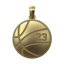 Round-23-Basketball-pendant-00.jpg Baloncesto 23 grabado colgante con fianza modelo de impresión 3D