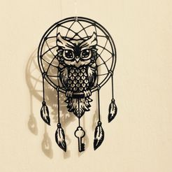 FullSizeRender(2).jpg STL-Datei Owl dream Catcher (Buho, lechuza, atrapasueños). Arte 2D.・3D-druckbares Modell zum herunterladen