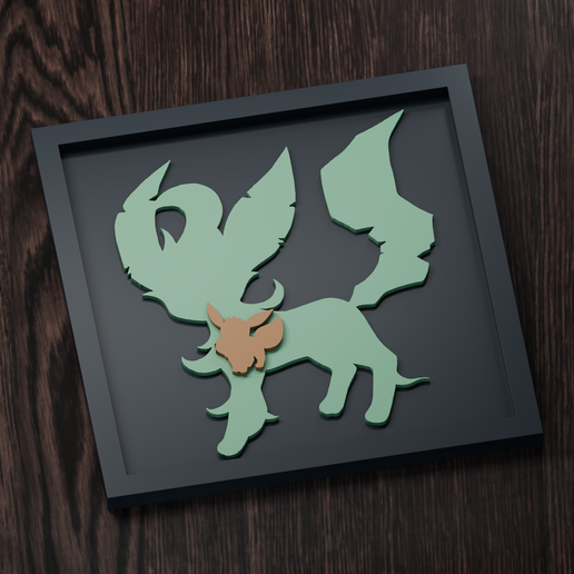 Leafeon Line - Pokemon Silhouette Frame | Normal, Inverse & Scaled STL