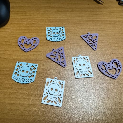 Shredded paper (papel picado) earrings, keychain or deco