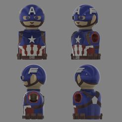 CaptainAmerica.jpg STL file Captain America head and bust compatible playmobil + his shields・3D printer design to download