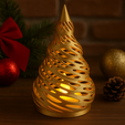 20251128_1120_Lampara-Arbol-Navideno_remix_01kb4zjkcnftwr14gh1e70stw3.png Porte bougie de Noël de luxe Voronoï - Modèle de lampe STL imprimé en 3D pour la décoration d'intérieur et effet d'ombre festif - Cadeau de Noël élégant
