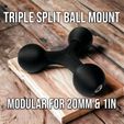 PhotoRoom_20230929_195216.jpg Triple Split Steel-Reinforced Modular Ball Mount - 20mm + 1 Inch