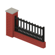 Brick-Wall-Metal-Fence-3.png Model Railway Brick Wall with Metal Railings