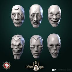 Mascs.jpg 3D file Set of Masks 6 miniatures pre-supported・3D printer design to download