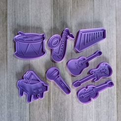 WhatsApp-Image-2021-05-07-at-5.54.40-PM.jpeg STL file MUSICAL INSTRUMENT COOKIE CUTTER KIT X8 COOKIE CUTTERS・3D printer design to download