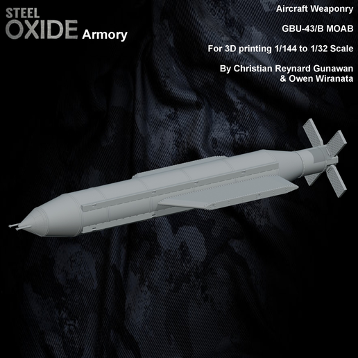 ️ Aircraft Ordnance GBU-43/B MOAB Massive Ordnance Air Blast・ STL File ...