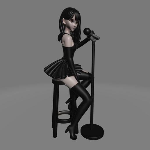 🎤 Anime Microphone Performer – Seated Female Figure・ STL File for 3D ...