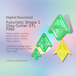 Cover-7.png Archivo 3D Futuristic Shape 2 Clay Cutter - Earring STL Digital File Download- 8 tamaños y 2 versiones de cortador de pendientes, cortador de galletas・Objeto para impresora 3D para descargar