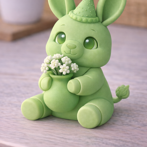 Cute Bunny Planter STL – Kawaii Rabbit Flower Pot – 3D Printable Animal Decor – Single Color STL File