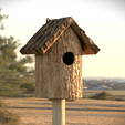render.png Natural Looking Log Bird House (No Support)