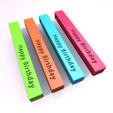 Preview3-Vertical Bar Pendant Happy Birthday by KTkaRAJ.jpg Happy Birthday Vertical Bar Necklace KeyChain 3D Model STL