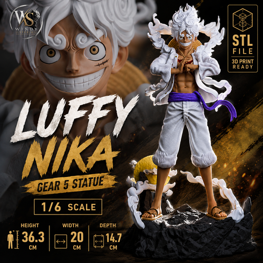 FREE STL - Monkey D. Luffy Gear 5 Statue (1/6 & 1/8 Scale) | 3D Print Ready 3D model
