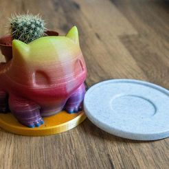 SmallSaucer01.jpg Free STL file Small Saucer (Bulbasaur Planter Plate)・3D print design to download