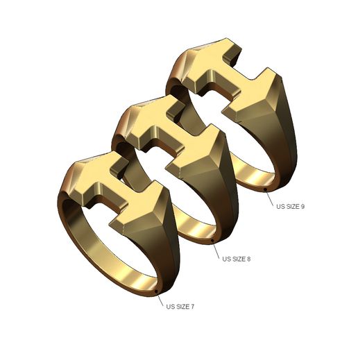 Hermes Super H signet ring US Sizes 7 8 9 3D print model 3D model
