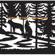 LOBO-6.png LANDSCAPE WITH WOLVES AND FOREST 6 DECORATION WALL ART - 3D PRINTING AND LASER CUTTING