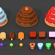 4.jpg Миниатюрные десерты 3D модели STL | Конфеты, торты и выпечка Печатный набор продуктов питания