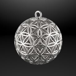 Blume-des-Lebens-Kugel-26mm-Dia-mit-Öse.jpg Flower of Life Sphere 26 mm - 3D print model