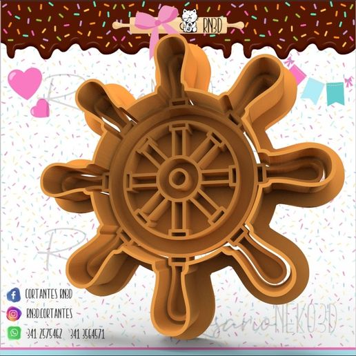 Cortante de galletitas de timón de barco - ship's helm cookie cutter