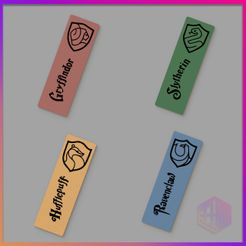 PACK-HP-F.jpg STL file BOOKMARK PACK HOGWARTS HOUSES - HARRY POTTER・3D printing template to download