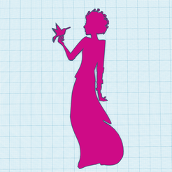 girl-with-bird.png STL-Datei Mädchensilhouette mit einem Kolibri・Modell zum Herunterladen und 3D-Drucken, Allexxe