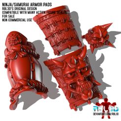 RBL3D_Samurai_armor_pads_0.jpg Fichier OBJ Coussinets d'armure Samurai/Ninja (compatibles avec Motu)・Design pour imprimante 3D à télécharger