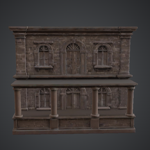 Two-Storey Stone Townhouse Facade – Classical Urban Building