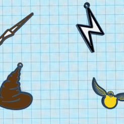 llaveros-todos.png Fichier STL Kit porte-clés Harry Potter・Modèle imprimable en 3D à télécharger